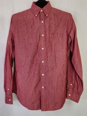 Daniel Cremieux Premium Denim Men’s Shirt Medium M Red White Striped Long Sleeve